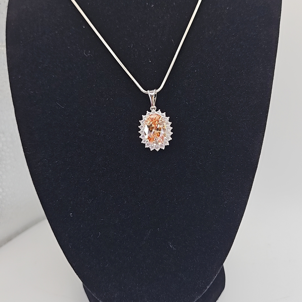 Elegant Silver and Orange Pendant Necklace